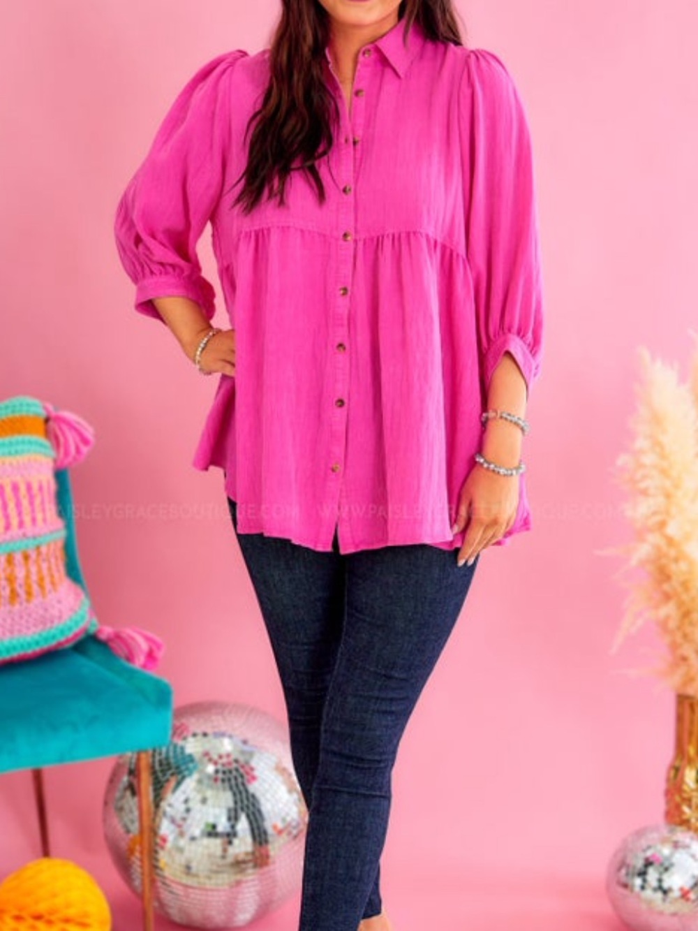 131 Umgee - Beauty Bliss Top - Hot Pink